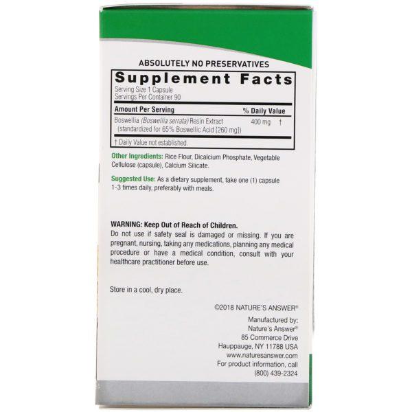 Nature's Answer, Boswellia, 400 mg, 90 Vegetarian Capsules - Imagen 2