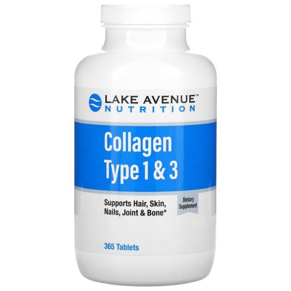 Lake Avenue Nutrition, Colágeno hidrolizado de tipo 1 y 3, 1000 mg, 365 comprimidos