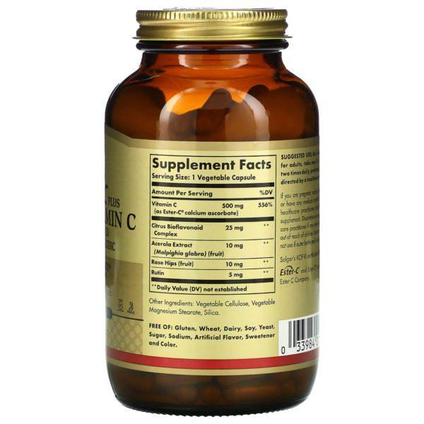 Solgar, Ester-C Plus, Vitamina C, 500 mg, 250 cápsulas vegetales - Imagen 2