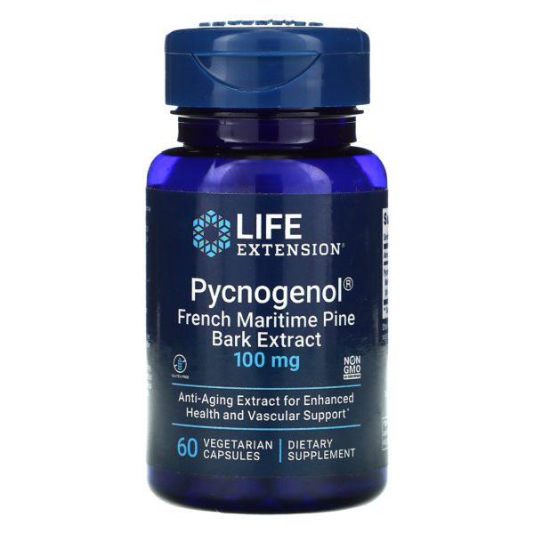 Life Extension, Pycnogenol, Extracto de corteza de pino marítimo francés, 100 mg, 60 cápsulas vegetales