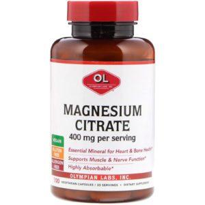 Olympian Labs, Citrato de magnesio, 400 mg, 100 cápsulas vegetarianas