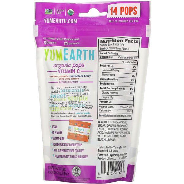 YumEarth, Paletas orgánicas con vitamina C, 14 paletas, 85 g (3 oz) - Imagen 2
