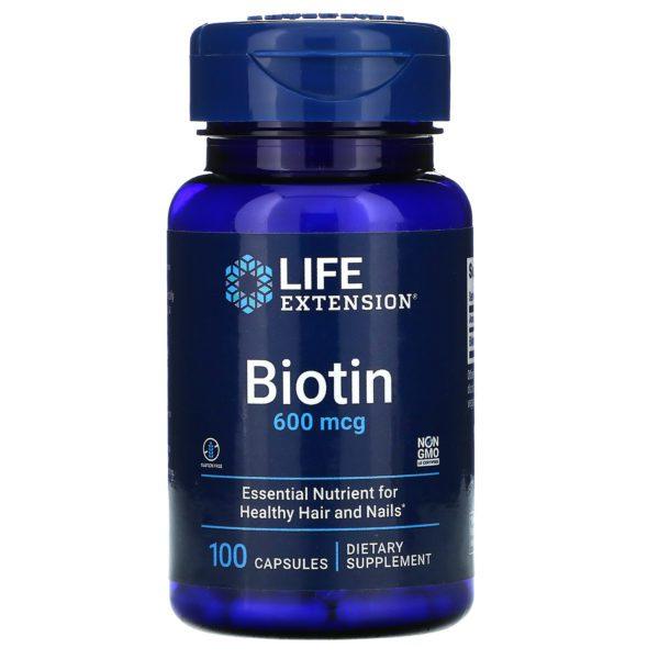Life Extension, Biotina, 600 mcg, 100 cápsulas