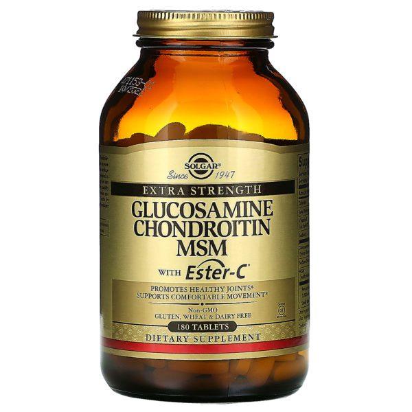 Solgar, Glucosamina, condroitina y MSM con Ester-C, 180 comprimidos