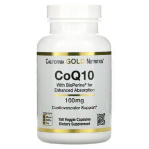 California Gold Nutrition, CoQ10 verificada por la farmacopea de EE. UU. (USP) con BioPerine, 100 mg, 150 cápsulas vegetales