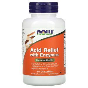 Now Foods, Acid Relief con Enzimas, 60 Tabletas Masticables