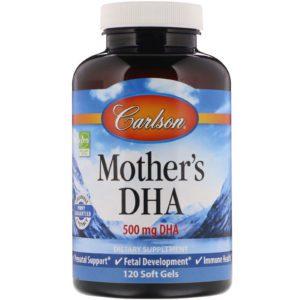 Carlson Labs, DHA de mamá, 500 mg, 120 cápsulas blandas