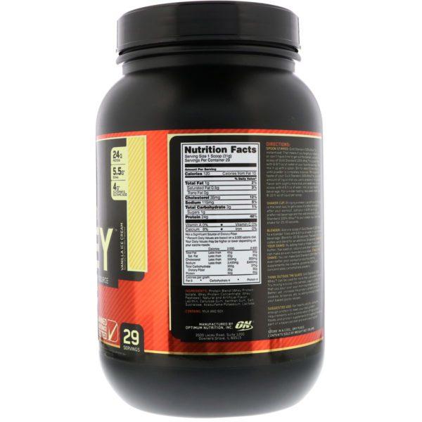 Optimum Nutrition, Gold Standard 100% Whey, Vanilla Ice Cream, 2 lbs (907 g) - Imagen 2