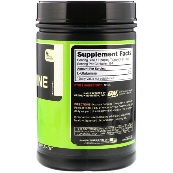 Optimum Nutrition, Polvo de Glutamina, Sin Sabor, 2.2 lbs (1 kg) - Imagen 2