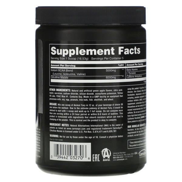 Universal Nutrition, Animal Fury, Manzana verde, 82,65 g - Imagen 2