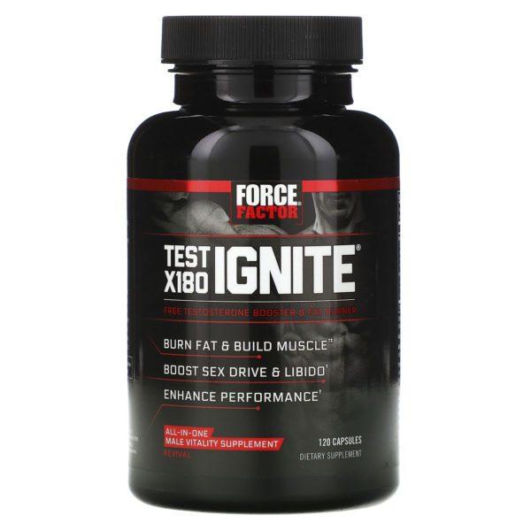 Force Factor, Test X180 Ignite, Suplemento potenciador de la testosterona libre y quemar grasas, 120 cápsulas