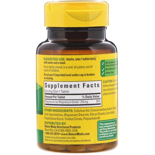 Nature Made, Magnesio, 250 mg, 100 tabletas - Imagen 2