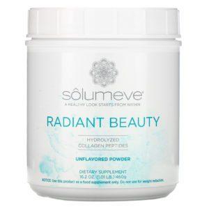 Solumeve, Belleza radiante, Péptidos de colágeno hidrolizado, Polvo sin sabor, 460 g (16 oz/1 lb)
