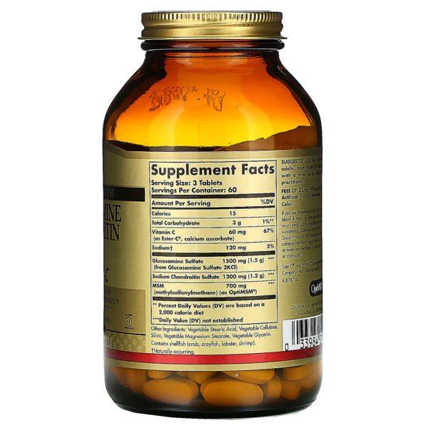 Solgar, Glucosamina, condroitina y MSM con Ester-C, 180 comprimidos - Imagen 2