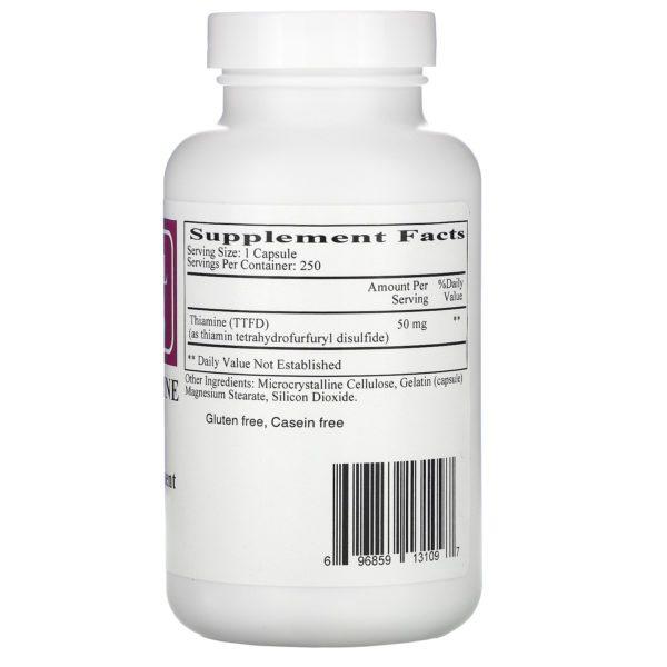 Ecological Formulas, Alitiamina (Vitamina B1), 50 mg, 250 Cápsulas - Imagen 2