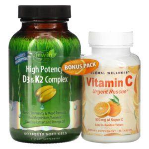Irwin Naturals, High Potency D3 & K2 Complex, 60 Liquid Soft-Gels