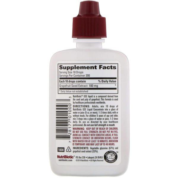 NutriBiotic, Vegan GSE Grapefruit Seed Extract, Liquid Concentrate, 2 fl oz (59 ml) - Imagen 2