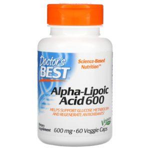 Doctor's Best, Ácido alfa-lipoico, 600 mg, 60 cápsulas vegetales