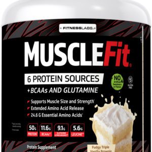 MuscleFit Protein Powder (Natural Fudgy Triple Vanilla Brownie), 5 lb (2.268 kg)