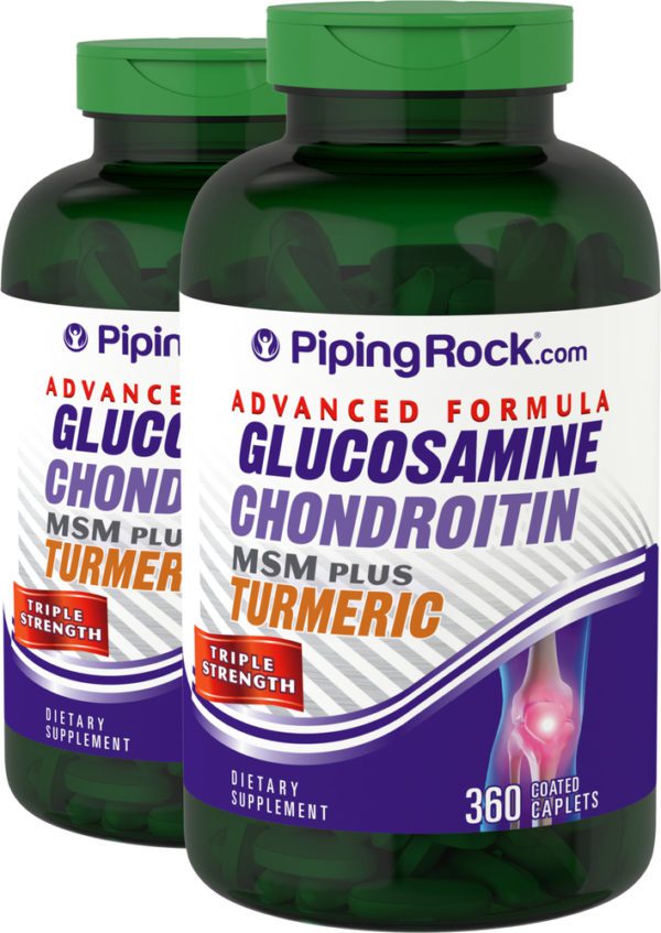 Advanced Triple Strength Glucosamine Chondroitin MSM Plus Turmeric, 360 Coated Caplets, 2  Bottles