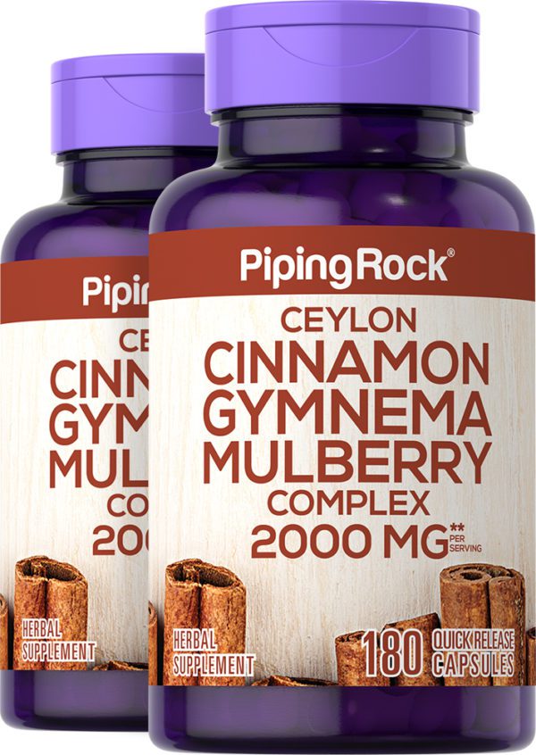 Ceylon Cinnamon Gymnema Mulberry Complex, 2000 mg (per serving), 180 Quick Release Capsules, 2  Bottles