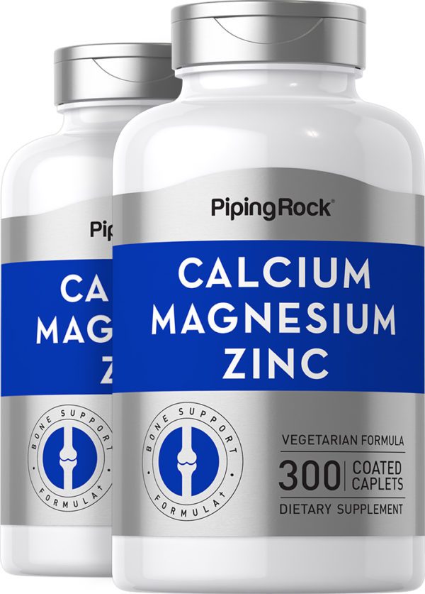 Calcium Magnesium Zinc (Cal 1000mg/Mag 400mg/Zn 15mg) (per serving), 300 Coated Caplets, 2  Bottles