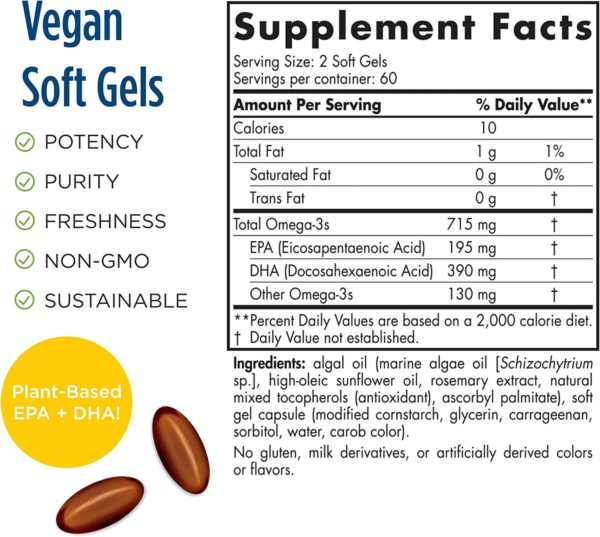 Nordic Naturals, Algae Omega, 120 Soft Gels, 715 mg - Imagen 3