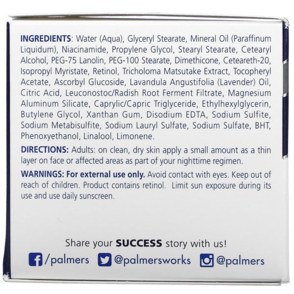 Palmers, Skin Success with Vitamin E, Crema antimanchas que decoloran, Noche, 75 g (2,7 oz) - Imagen 3