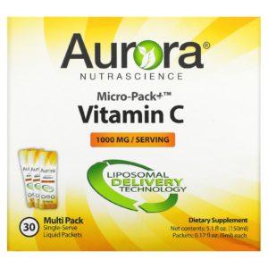 Aurora Nutrascience, Vitamina C Micro-Pack+, 1000 mg, 30 sobres, 5 ml (0,17 oz. líq.) cada uno