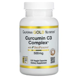 California Gold Nutrition, Curcumin C3 Complex con BioPerine, 500 mg, 120 cápsulas vegetales