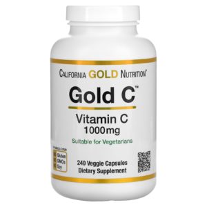 California Gold Nutrition, Gold C, Vitamina C verificada por la Farmacopea de EE. UU. (USP), 1000 mg, 240 cápsulas vegetales