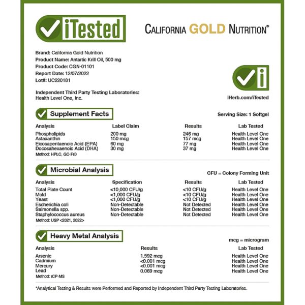 California Gold Nutrition, Aceite de kril antártico, Complejo de fosfolípidos de omega-3 con astaxantina, Sabor natural a fresa y limón, 500 mg, 120 cápsulas blandas de gelatina de pescado - Imagen 4