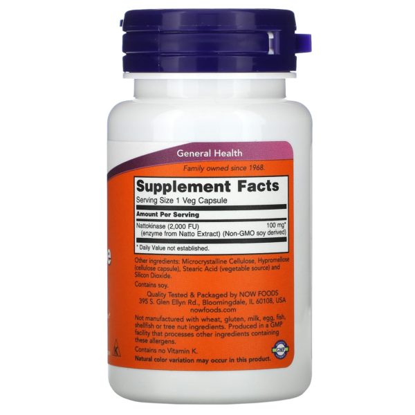 NOW Foods, Natoquinasa, 100 mg, 60 cápsulas vegetales - Imagen 2