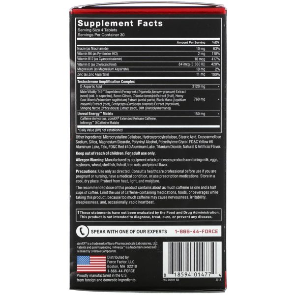 Force Factor, Test X180 Boost, Potenciador de la testosterona masculina, 120 comprimidos - Imagen 2