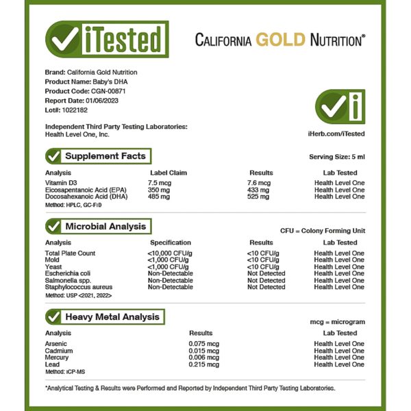 California Gold Nutrition, DHA para bebés, Omega-3 con vitamina D3, 1050 mg, 59 ml (2 oz. líq.) - Imagen 5