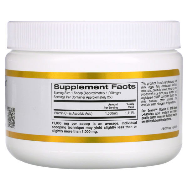 California Gold Nutrition, Gold C en polvo, Vitamina C, 1000 mg, 250 g (8,81 oz) - Imagen 2