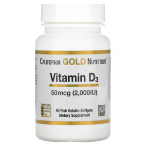 California Gold Nutrition, Vitamina D3, 50 mcg (2000 UI), 90 cápsulas blandas de gelatina de pescado