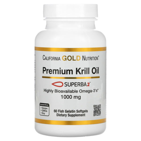 California Gold Nutrition, Aceite de kril prémium con Superba2, 1000 mg, 60 cápsulas blandas de gelatina de pescado