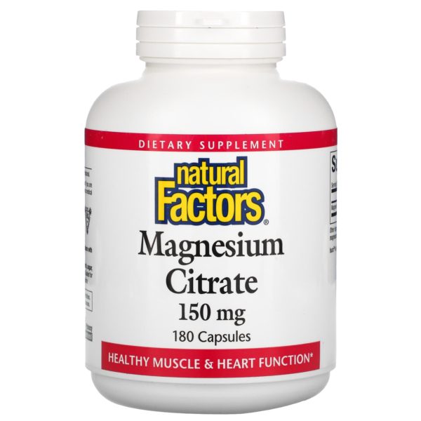 Natural Factors, Citrato de magnesio, 150 mg, 180 cápsulas