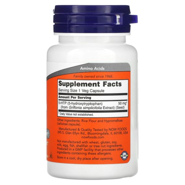 NOW Foods, 5-HTP, 50 mg, 30 cápsulas vegetales - Imagen 2