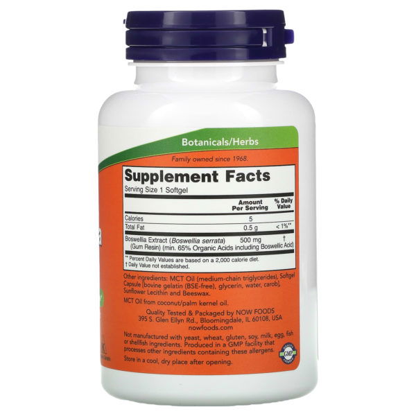 NOW Foods, Extracto de Boswellia, 500 mg, 90 Cápsulas Blandas - Imagen 2