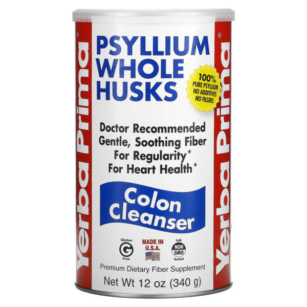 Yerba Prima, Cáscaras enteras de psyllium, Limpiador de colon, 340 g (12 oz)
