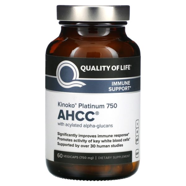 Quality of Life Labs, Kinoko Platino AHCC, Apoyo inmune, 750 mg, 60 cápsulas vegetales