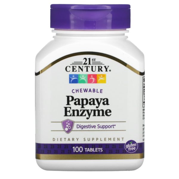 21st Century, Enzima de Papaya, 100 Tabletas Masticables