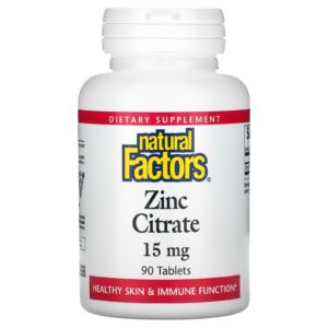 Natural Factors, Citrato de zinc, 15 mg, 90 comprimidos