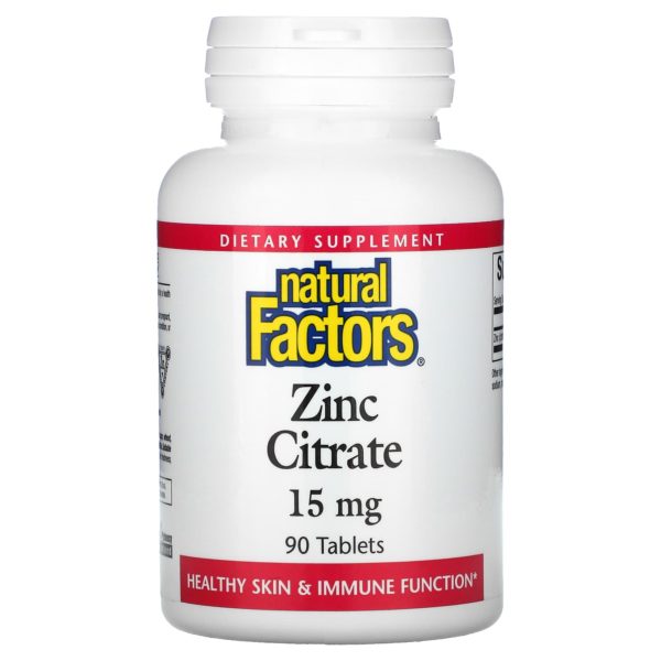 Natural Factors, Citrato de zinc, 15 mg, 90 comprimidos