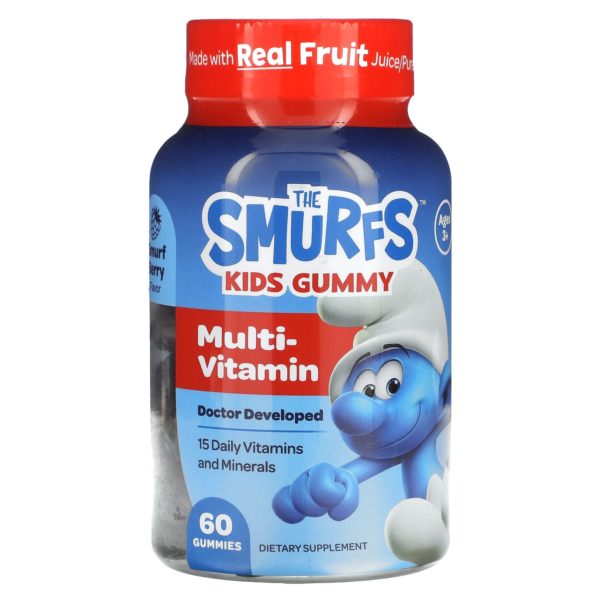 The Smurfs, Gomitas para niños, Suplemento multivitamínico, De 3 años en adelante, Baya pitufo, 60 gomitas