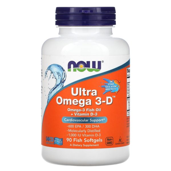 NOW Foods, Ultra Omega 3-D, 600 EPA/300 DHA, 90 cápsulas blandas de pescado