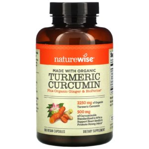 NatureWise, Curcumina de cúrcuma orgánica, 180 cápsulas veganas