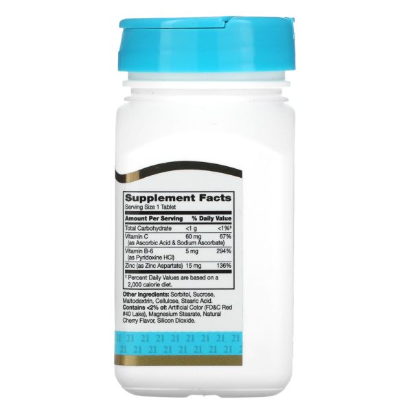 21st Century, Zinc más vitaminas C y B6, Masticables, Sabor a cereza, 90 comprimidos - Imagen 2